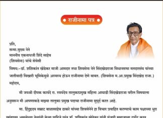चिखला काकड छत्रपती शिवाजी महाराज पुतळा प्रकरण : नेत्याच्या विखारी भूमिकेमुळे शिवसेना महिला आघाडी तालुका प्रमुखांचा राजीनामा